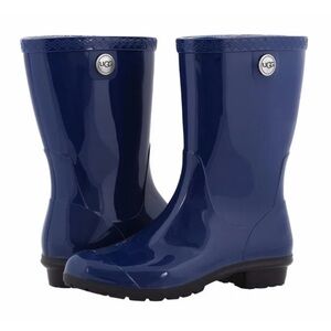 UGG Sienna Glossy Blue Fleece Insole Waterproof Rain Boots Size‎ 5